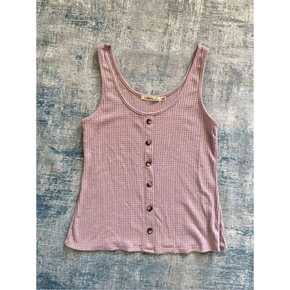Liberty Love Lavender Mauve Waffle Knit Tank Top Large